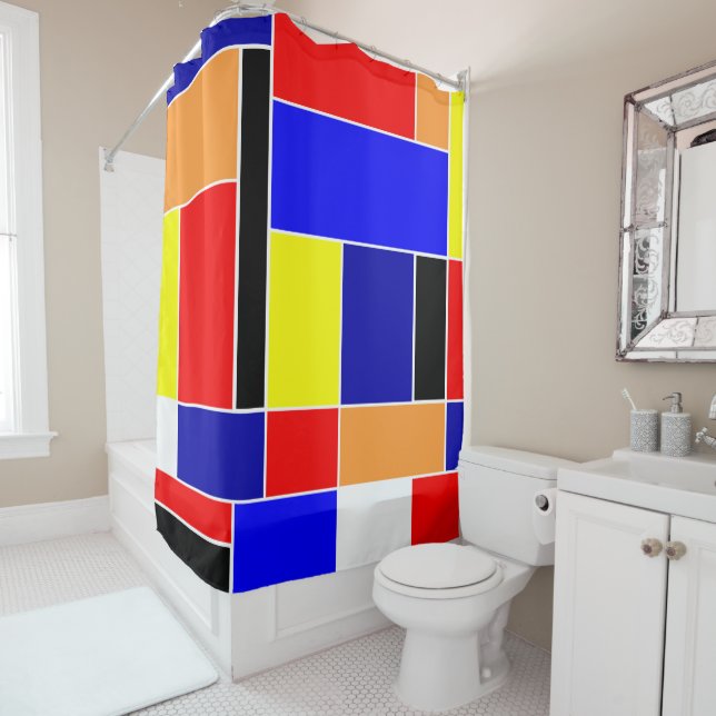 Mondrian #48 shower curtain (In Situ)