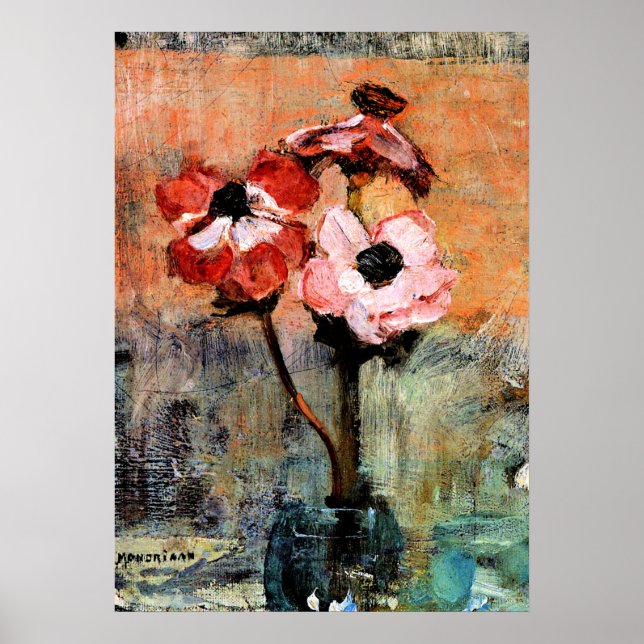 Mondrian - Anemones in a Vase Poster (Front)