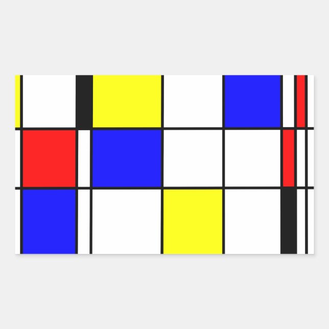 Mondrian art style rectangular sticker (Front)