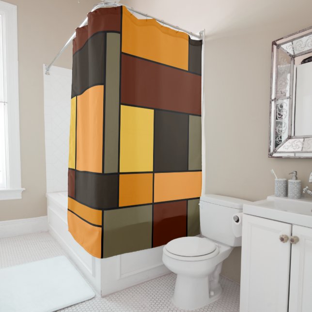 Mondrian Autumn Shower Curtain (In Situ)