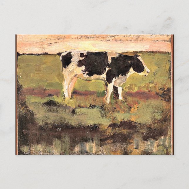 Mondrian - Black and White Heifer, 1904 artwork Postcard (Front)