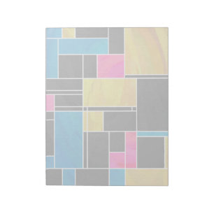 Mondrian Blue Pink Black Print Notepad