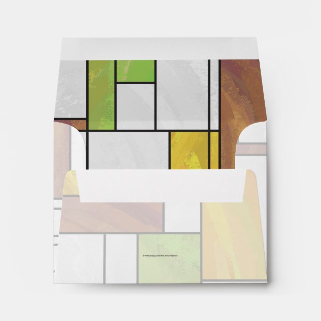 Mondrian Brown Yellow Green Print Envelopes (Back (Bottom))