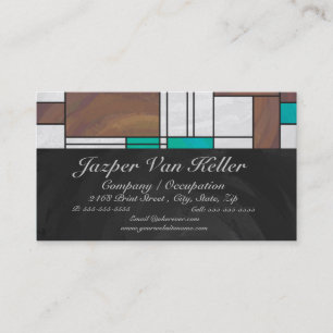 Mondrian Brown Yellow Teal Print Business Card