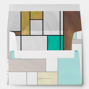 Mondrian Brown Yellow Teal Print Envelope