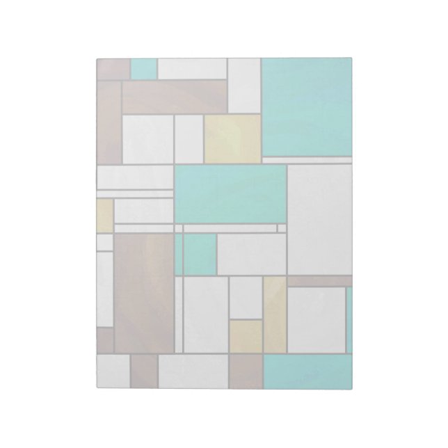 Mondrian Brown Yellow Teal Print Notepad (Rotated)