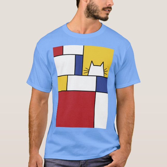 Mondrian Cat boy girl retro T-Shirt (Front)