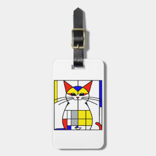Mondrian cat luggage tag