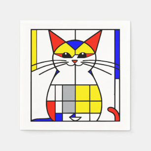 Mondrian cat napkin