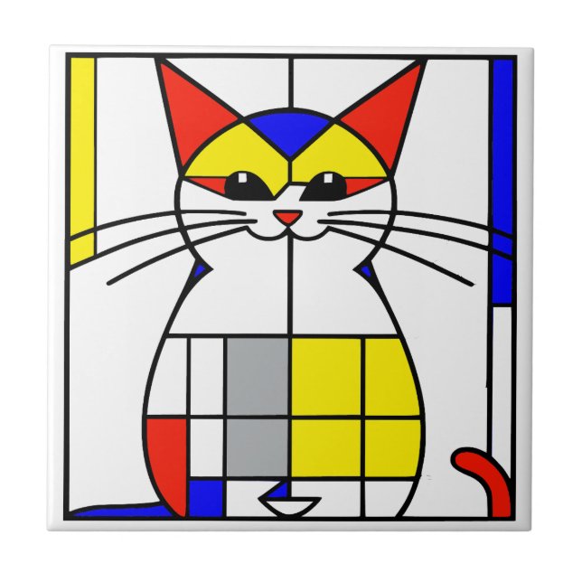 Mondrian cat tile (Front)