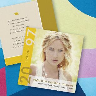 Mondrian Colour Blocks Grad Modern Photo Graduatio Announcement