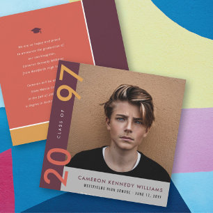 Mondrian Colour Blocks Grad Modern Photo Graduatio Announcement