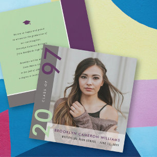 Mondrian Colour Blocks Grad Modern Photo Graduatio Announcement