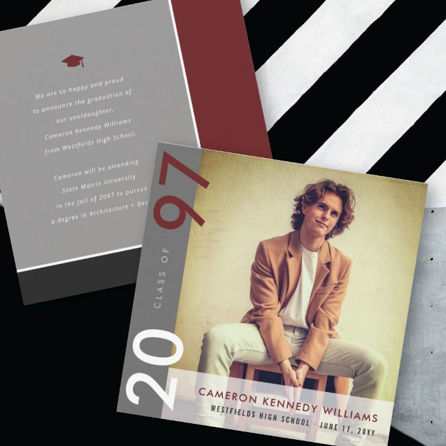 Mondrian Colour Blocks Grad Modern Photo Graduatio Announcement (Creator Uploaded)