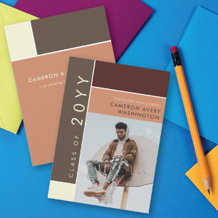 Mondrian Colour Blocks Mod Photo Graduation Party Invitation