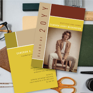 Mondrian Colour Blocks Mod Photo Graduation Party Invitation