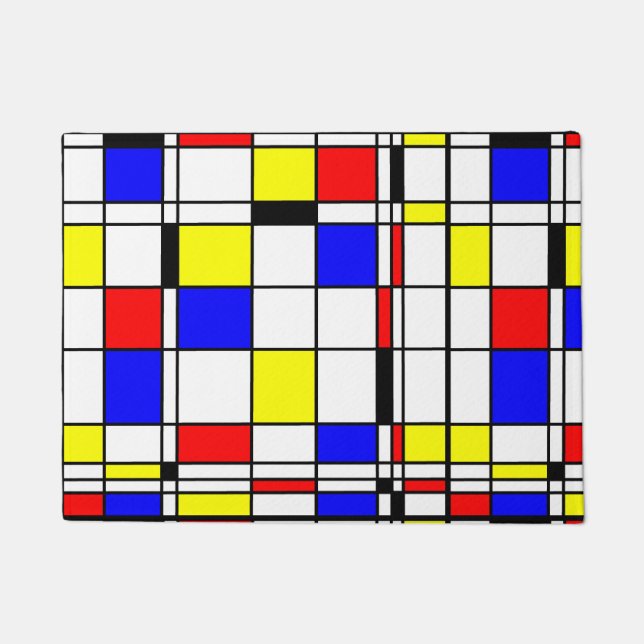 Mondrian colourful Minimalist De Stijl Modern art Doormat (Front)