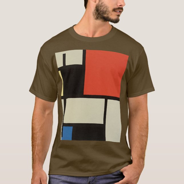 Mondrian Composition Modern Abstract Brown T-Shirt (Front)