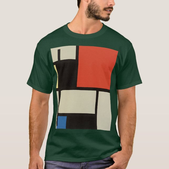 Mondrian Composition Modern Abstract Deep Forest T-Shirt (Front)