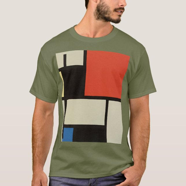 Mondrian Composition Modern Abstract Fatigue Green T-Shirt (Front)