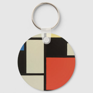 Mondrian Composition Modern Abstract Painting Art Key Ring