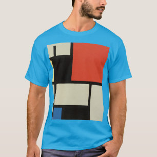 Mondrian Composition Modern Abstract Teal T-Shirt