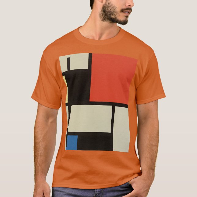 Mondrian Composition Modern Abstract Texas Orange T-Shirt (Front)