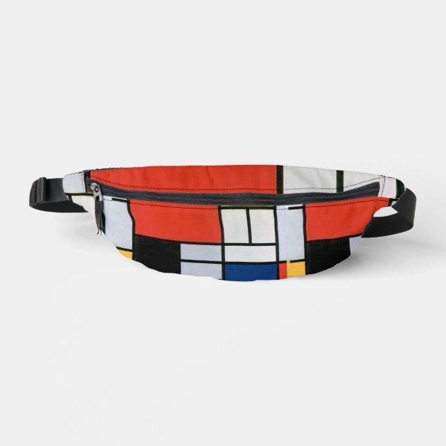 Mondrian Composition Red Yellow Blue Black  Bum Bags (Front)