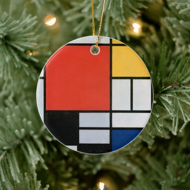Mondrian Composition Red Yellow Blue Black  Ceramic Tree Decoration (Tree)