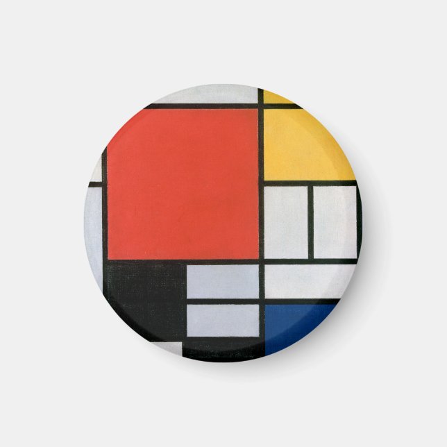 Mondrian Composition Red Yellow Blue Black  Magnet (Front)