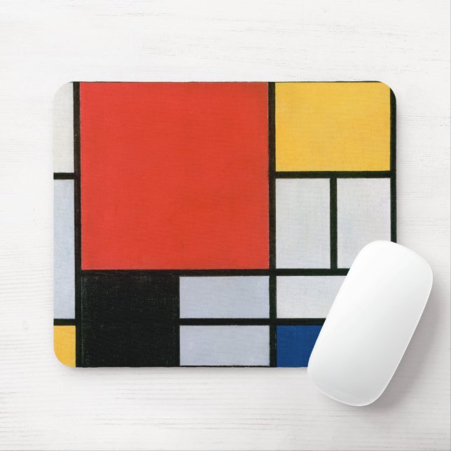 Mondrian Composition Red Yellow Blue Black  Mouse Pad (With Mouse)