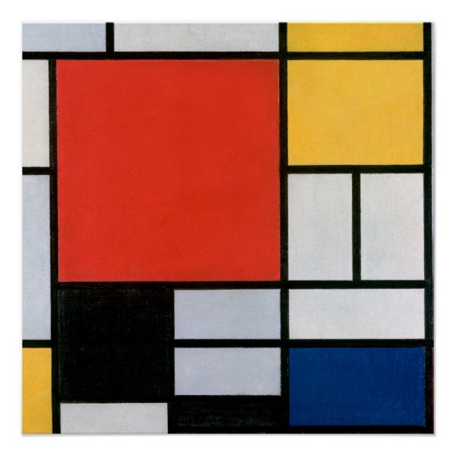 Mondrian Composition Red Yellow Blue Black  Poster (Front)