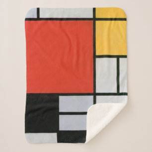 Mondrian Composition Red Yellow Blue Black  Sherpa Blanket