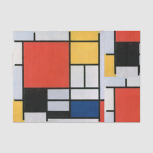 Mondrian Composition Red Yellow Blue Black  Tissue Paper
