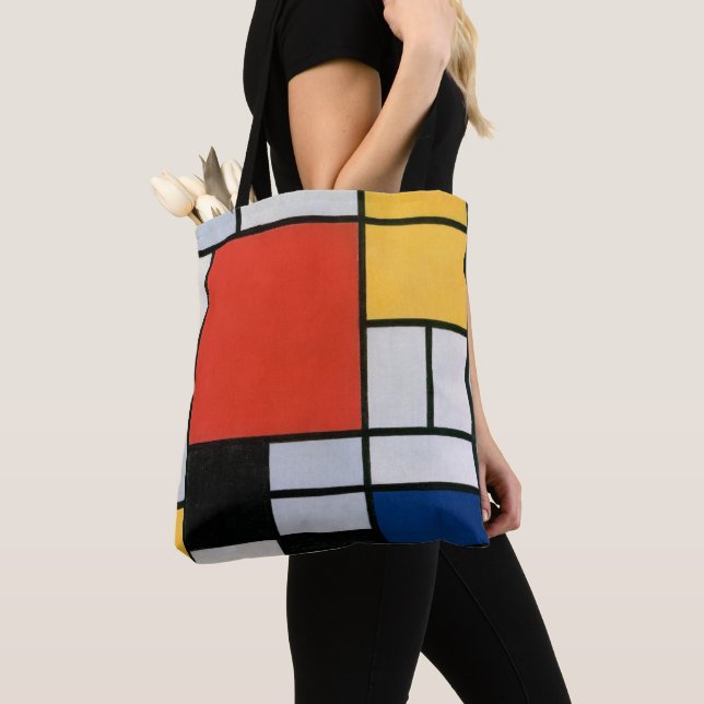 Mondrian Composition Red Yellow Blue Black  Tote Bag (Close Up)