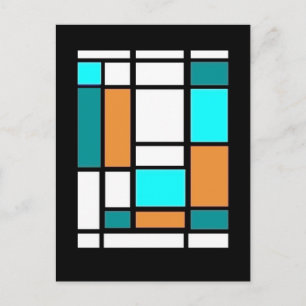 Mondrian, Composition, Teal Parody Post Card