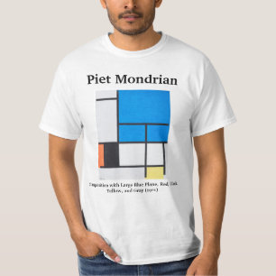 Mondrian Composition with Large Blue Plane T-Shirt