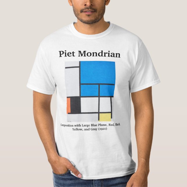 Mondrian Composition with Large Blue Plane T-Shirt (Front)