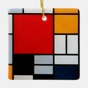 Mondrian - Composition with large red plane Ceramic Ornament