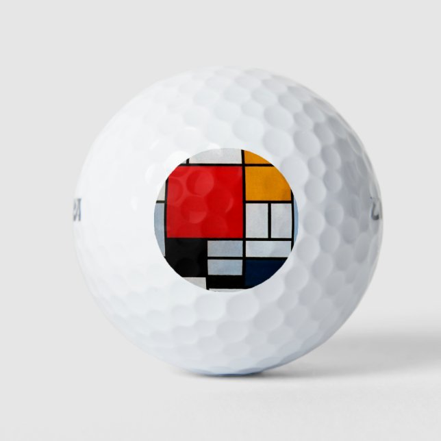 Mondrian - Composition with large red plane Golf Balls (Front)
