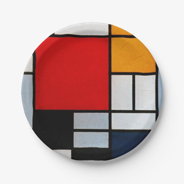 Mondrian - Composition with Large Red Plane Paper Plate (Front)
