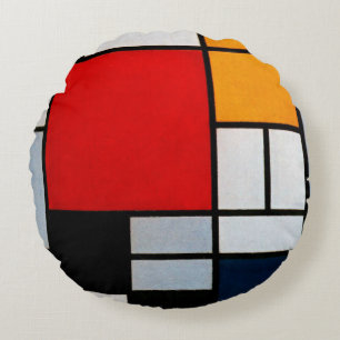 Mondrian - Composition with Large Red Plane Round Cushion