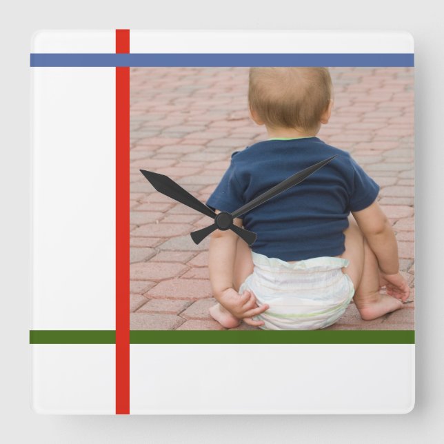 mondrian customizable color block baby wall clock (Front)