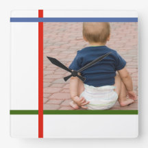 mondrian customizable color block baby wall clock