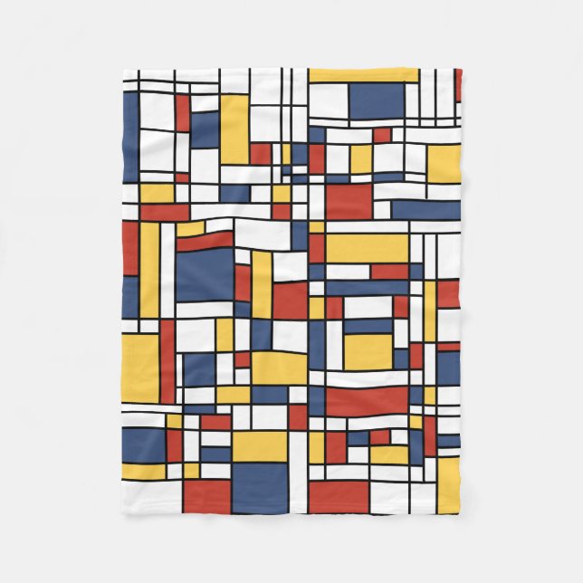 Mondrian De Stijl Pattern Fleece Blanket (Front)