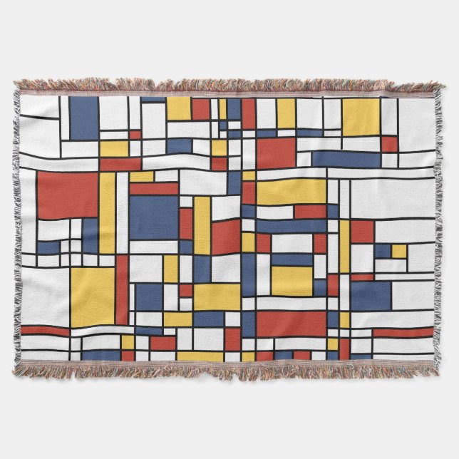 Mondrian De Stijl Pattern Throw Blanket (Front)