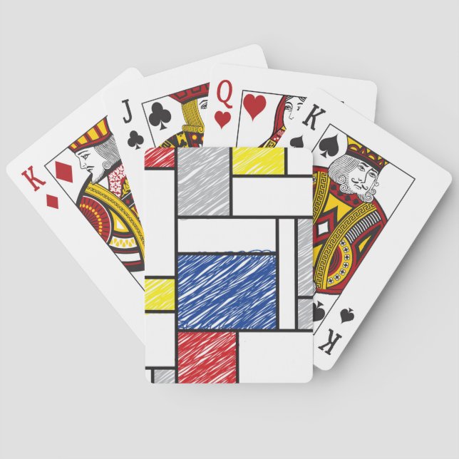 Mondrian De Stijl Scribbles Modern Art Play Cards (Back)