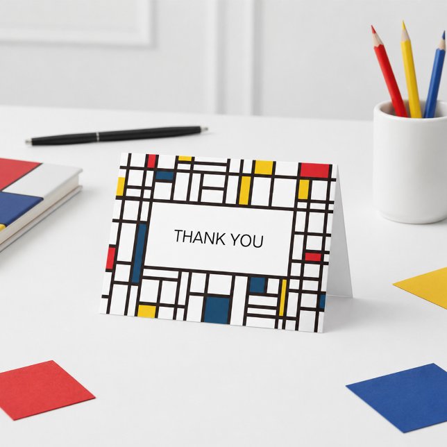 Mondrian De Stijl Thank You Card (Creator Uploaded)