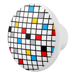 Mondrian Geometric Minimalist Comopsition Modern Ceramic Knob