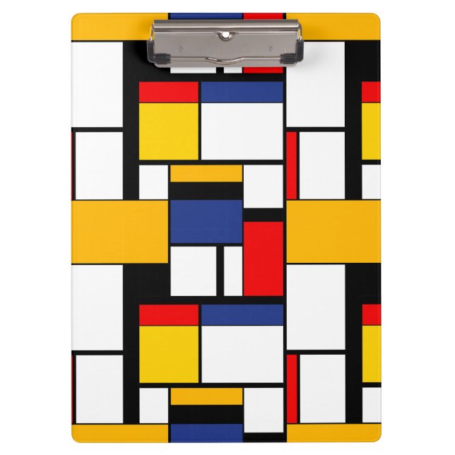 Mondrian Geometric Minimalist Comopsition Modern Clipboard (Front)